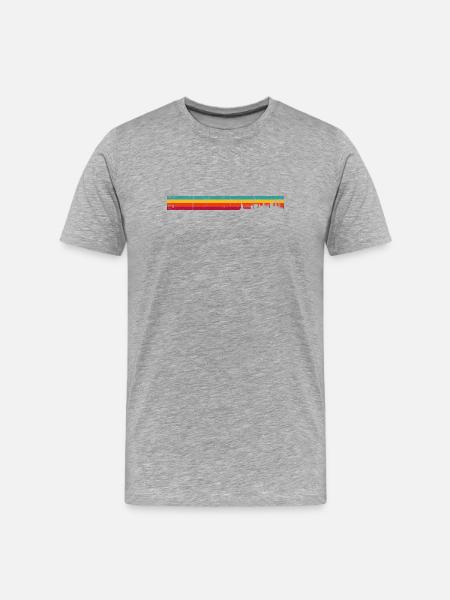 Retro Skyline on Sunset Stripes - Men's Premium Organic T-Shirt - heather grey