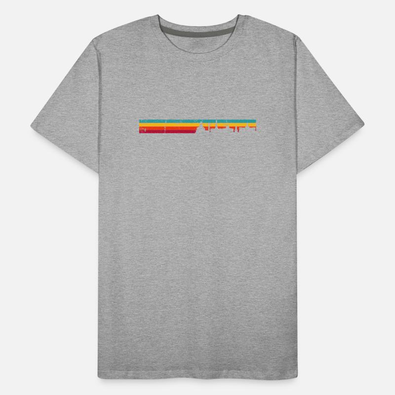 Retro Sunset Skyline Stripes Men's Premium Organic T-Shirt
