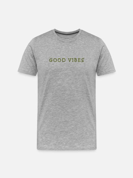 Positive Vibes Handwritten Quote - Men's Premium Organic T-Shirt - heather grey