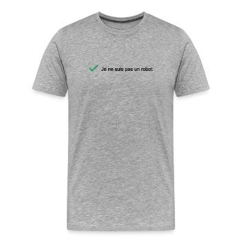 JE NE SUIS PAS UN ROBOT ! (informatique) - T-shirt bio Premium Homme - gris chiné - Devant - Damien (186cm)