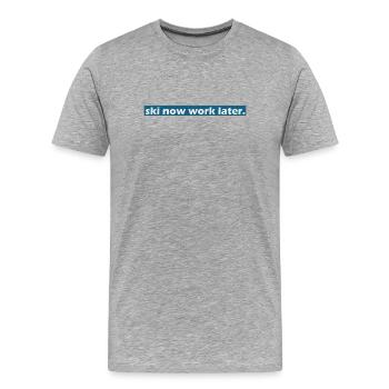 ski now - Men's Premium Organic T-Shirt - heather grey - Front - Damien (186cm)