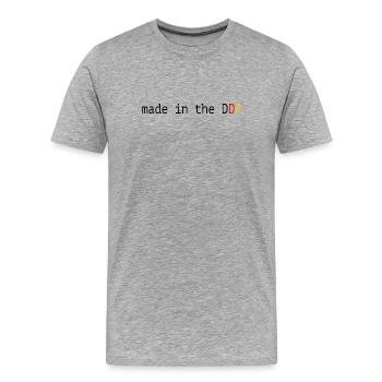 Drôle de dicton, la RDA fabriquée en RDA - T-shirt bio Premium Homme - gris chiné - Devant - Damien (186cm)