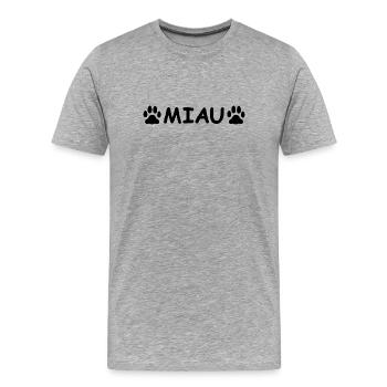 Miau mit Pfotenabdruck - Männer Premium Bio T-Shirt - Grau meliert - Vorne - Damien (186cm)