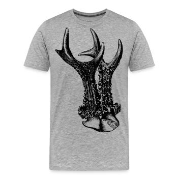 Roebuck Deer Horns - Men's Premium Organic T-Shirt - heather grey - Front - Damien (186cm)