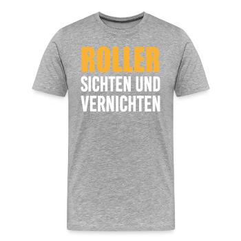 Roller Sichten Und Vernichten Roller & Mofa Spruch - Männer Premium Bio T-Shirt - Grau meliert - Vorne - Damien (186cm)