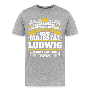 Seine Majestät Ludwig - Männer Premium Bio T-Shirt - Grau meliert - Vorne - Damien (186cm)