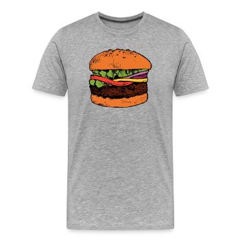 Burger Hamburger Cheeseburger Fast Food Hunger - T-shirt bio Premium Homme - gris chiné - Devant - Damien (186cm)