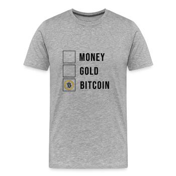 Argent, or, bitcoin - argent, or, bitcoin - T-shirt bio Premium Homme - gris chiné - Devant - Damien (186cm)