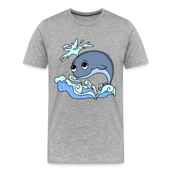 Wal - Männer Premium Bio T-Shirt - Grau meliert - Vorne - Damien (186cm)