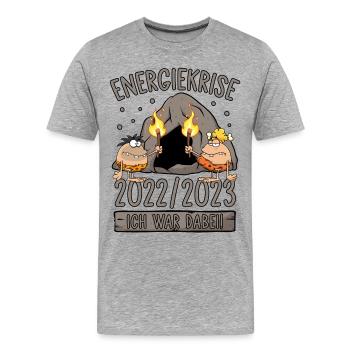 Energiekrise 2022/2023 Ich war dabei! Steinzeit - Männer Premium Bio T-Shirt - Grau meliert - Vorne - Damien (186cm)
