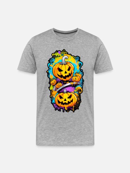 Halloween Pumpkin Head - Men's Premium Organic T-Shirt - heather grey