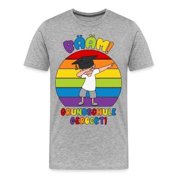 Abschluss Grundschule 2026 Bääm Schule gerockt - Männer Premium Bio T-Shirt - Grau meliert - Vorne - Damien (186cm)