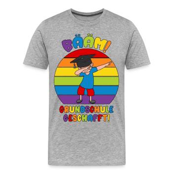 Bääm Schule geschafft Abschluss Grundschule 2026 - Männer Premium Bio T-Shirt - Grau meliert - Vorne - Damien (186cm)