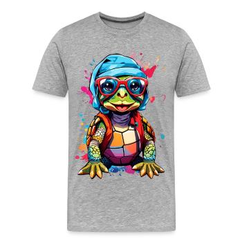 Turtle small and colorful - Men's Premium Organic T-Shirt - heather grey - Front - Damien (186cm)
