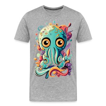 Octopus Tintenfisch - Baby Tintenfisch Krake - Männer Premium Bio T-Shirt - Grau meliert - Vorne - Damien (186cm)