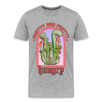 Pretty and Pretty Hungry Plant - Männer Premium Bio T-Shirt - Grau meliert - Vorne - Damien (186cm)