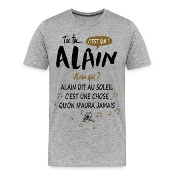 Alain Name Humor Geschenk Geburtstagsmann - Männer Premium Bio T-Shirt - Grau meliert - Vorne - Damien (186cm)