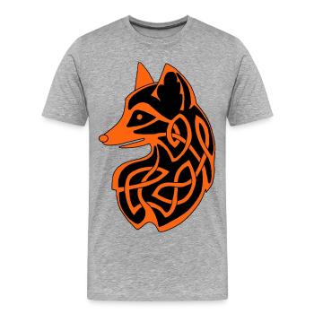 Renard celte - T-shirt bio Premium Homme - gris chiné - Devant - Damien (186cm)
