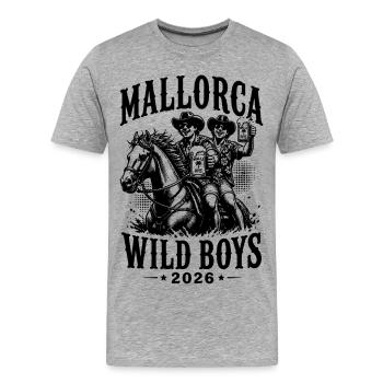 Malle 2026 Wild Boys  - Männer Premium Bio T-Shirt - Grau meliert - Vorne - Damien (186cm)