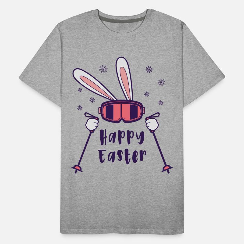 Happy Easter from Skiing Rabbit with ski poles Men's Premium Organic T-Shirt
