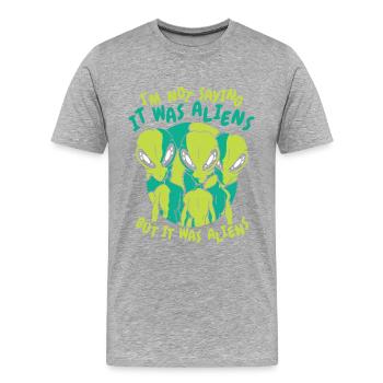 Alien UFO Aliens Außerirdischer - Männer Premium Bio T-Shirt - Grau meliert - Vorne - Damien (186cm)
