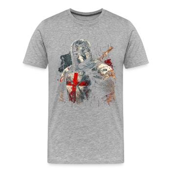 Deus Vult Kreuzritter Tempelritter Mittelalter - Männer Premium Bio T-Shirt - Grau meliert - Vorne - Damien (186cm)