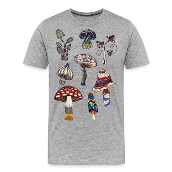 pilze - Männer Premium Bio T-Shirt - Grau meliert - Vorne - Damien (186cm)