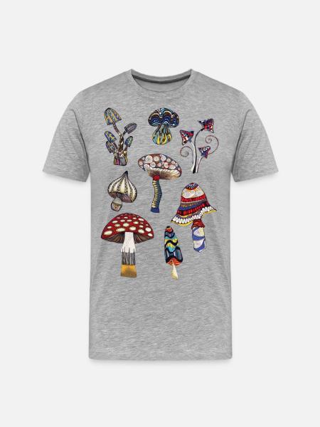 pilze - Männer Premium Bio T-Shirt - Grau meliert