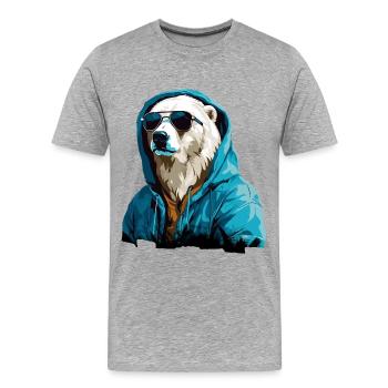 Streetstyle-Bär | Eisbären-Liebhaber - Männer Premium Bio T-Shirt - Grau meliert - Vorne - Damien (186cm)
