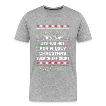 Viel zu Warm für einen Ugly Xmas Pulli Shirt - Männer Premium Bio T-Shirt - Grau meliert - Vorne - Damien (186cm)
