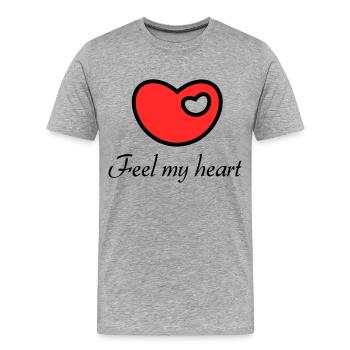 Feel my heart - Men's Premium Organic T-Shirt - heather grey - Front - Damien (186cm)