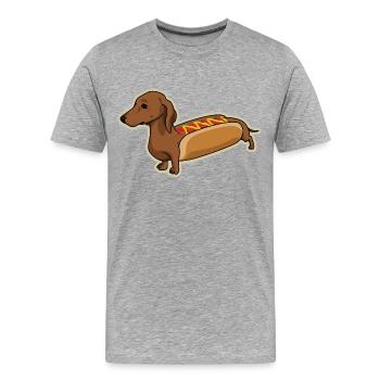 Hot Dog Dog - Männer Premium Bio T-Shirt - Grau meliert - Vorne - Damien (186cm)