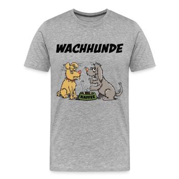 Wachhunde mit Kaffee - Männer Premium Bio T-Shirt - Grau meliert - Vorne - Damien (186cm)