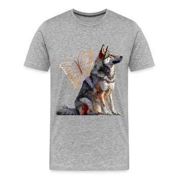 Chien d’élan - T-shirt bio Premium Homme - gris chiné - Devant - Damien (186cm)