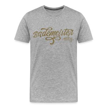 Lustig 🥰! Bademeister heißt er - Männer Premium Bio T-Shirt - Grau meliert - Vorne - Damien (186cm)