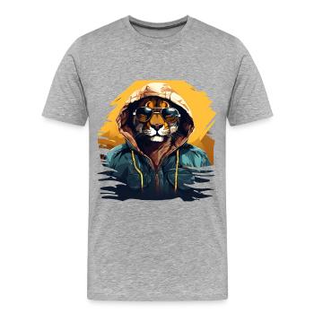 Klima in der Mountain Lion Street | -Liebhaber - Männer Premium Bio T-Shirt - Grau meliert - Vorne - Damien (186cm)