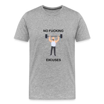 Dicton sportif. Formation. Motivation. Gymnase. Cadeau - T-shirt bio Premium Homme - gris chiné - Devant - Damien (186cm)