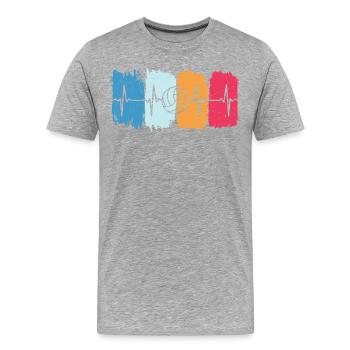 Volleyball Retro Herzschlag Volleyballer - Männer Premium Bio T-Shirt - Grau meliert - Vorne - Damien (186cm)