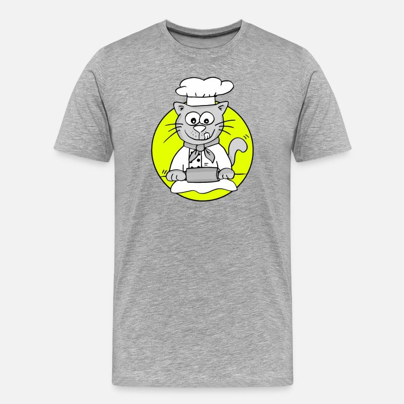 Retro Bäcker-Katze - Beruf Bäcker - Männer Premium Bio T-Shirt - Grau meliert