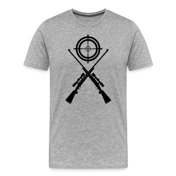 Deux fusils croisés avec visière - T-shirt bio Premium Homme - gris chiné - Devant - Damien (186cm)