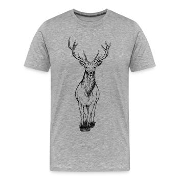 Cerf - T-shirt bio Premium Homme - gris chiné - Devant - Damien (186cm)