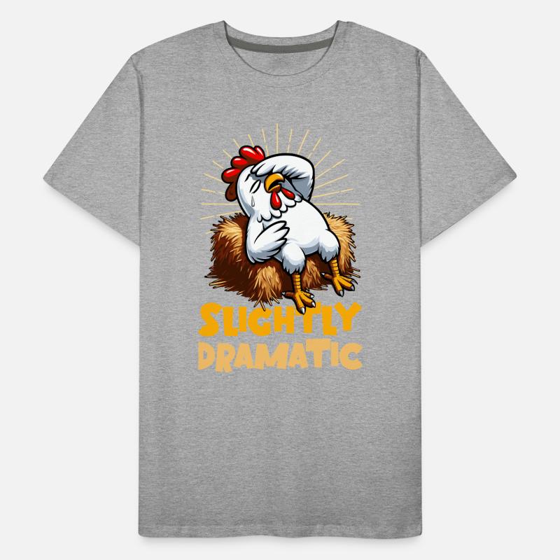 Slightly Dramatic – Chicken on Hay Bale Men's Premium Organic T-Shirt