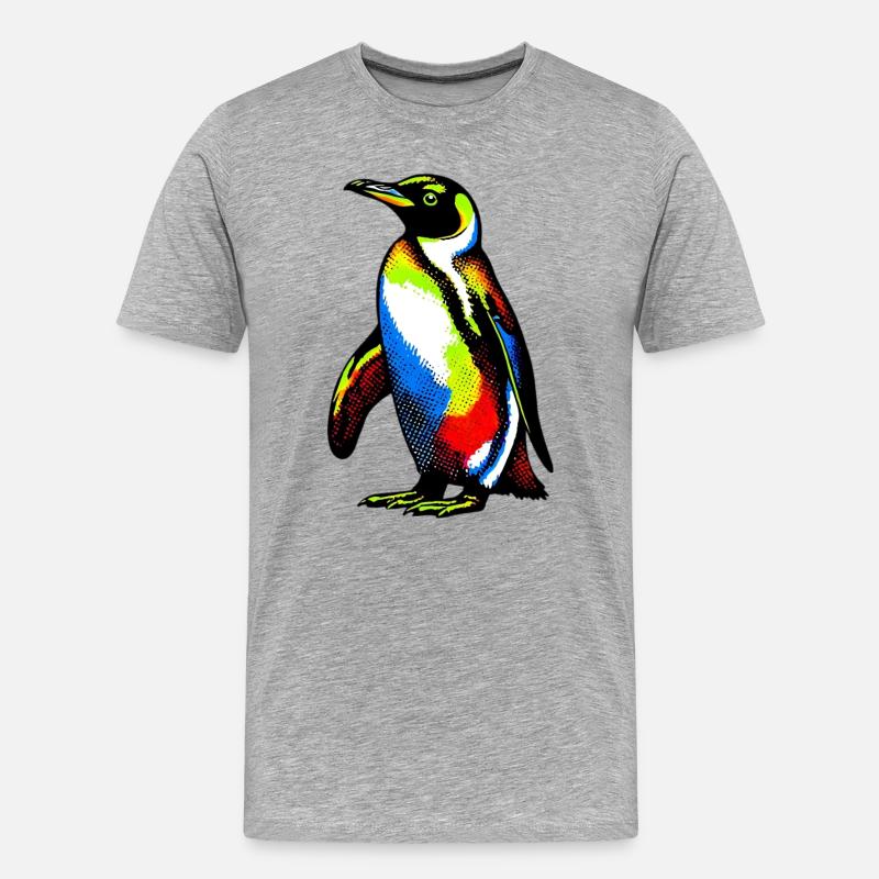 Pinguin - Männer Premium Bio T-Shirt - Grau meliert