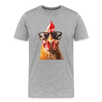 Stilvolles Huhn mit Sonnenbrille - Männer Premium Bio T-Shirt - Grau meliert - Vorne - Damien (186cm)