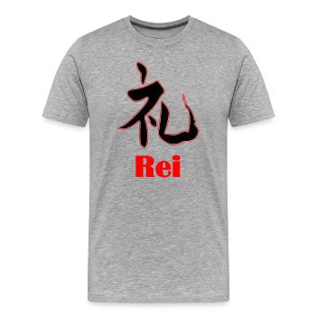 Valeur du Bushidō : Rei – La révérence dans le style - T-shirt bio Premium Homme - gris chiné - Devant - Damien (186cm)
