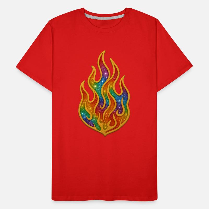 Rainbow Fire Patch Men's Premium Organic T-Shirt