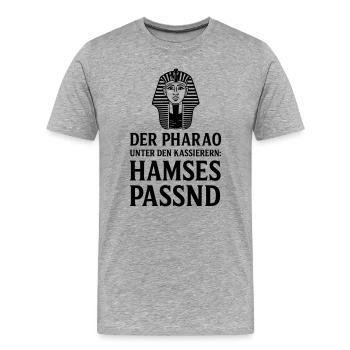 pharao kassiererin kasse supermarkt hamses passend - Männer Premium Bio T-Shirt - Grau meliert - Vorne - Damien (186cm)