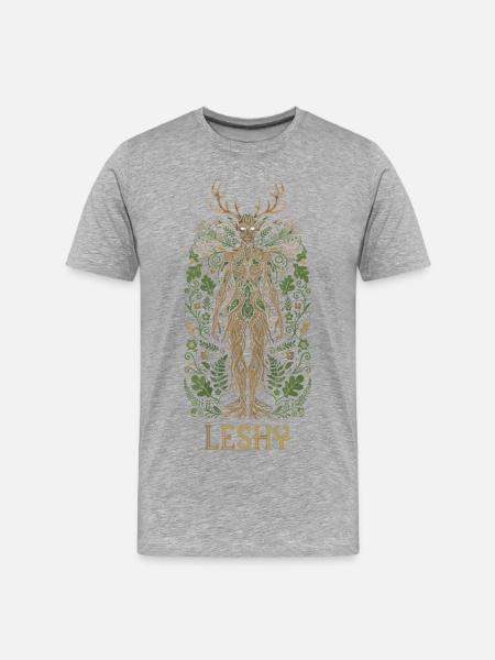 Leshy Slavic Forest Guardian Art - Men's Premium Organic T-Shirt - heather grey
