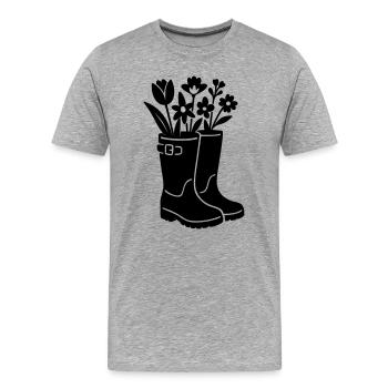 Bottes de printemps avec des fleurs - T-shirt bio Premium Homme - gris chiné - Devant - Damien (186cm)