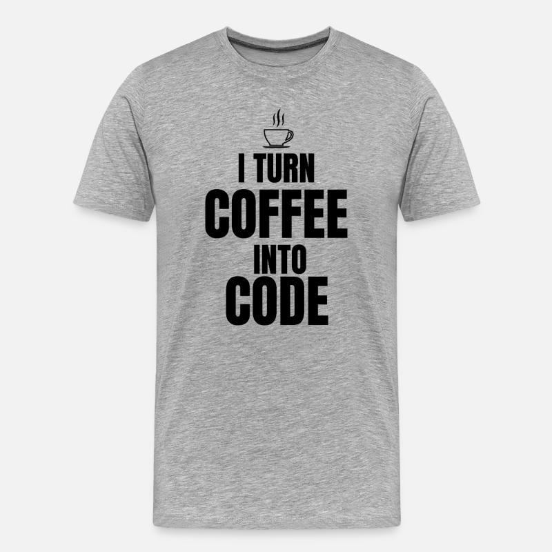 Ich verwandle Kaffee in Code - Männer Premium Bio T-Shirt - Grau meliert